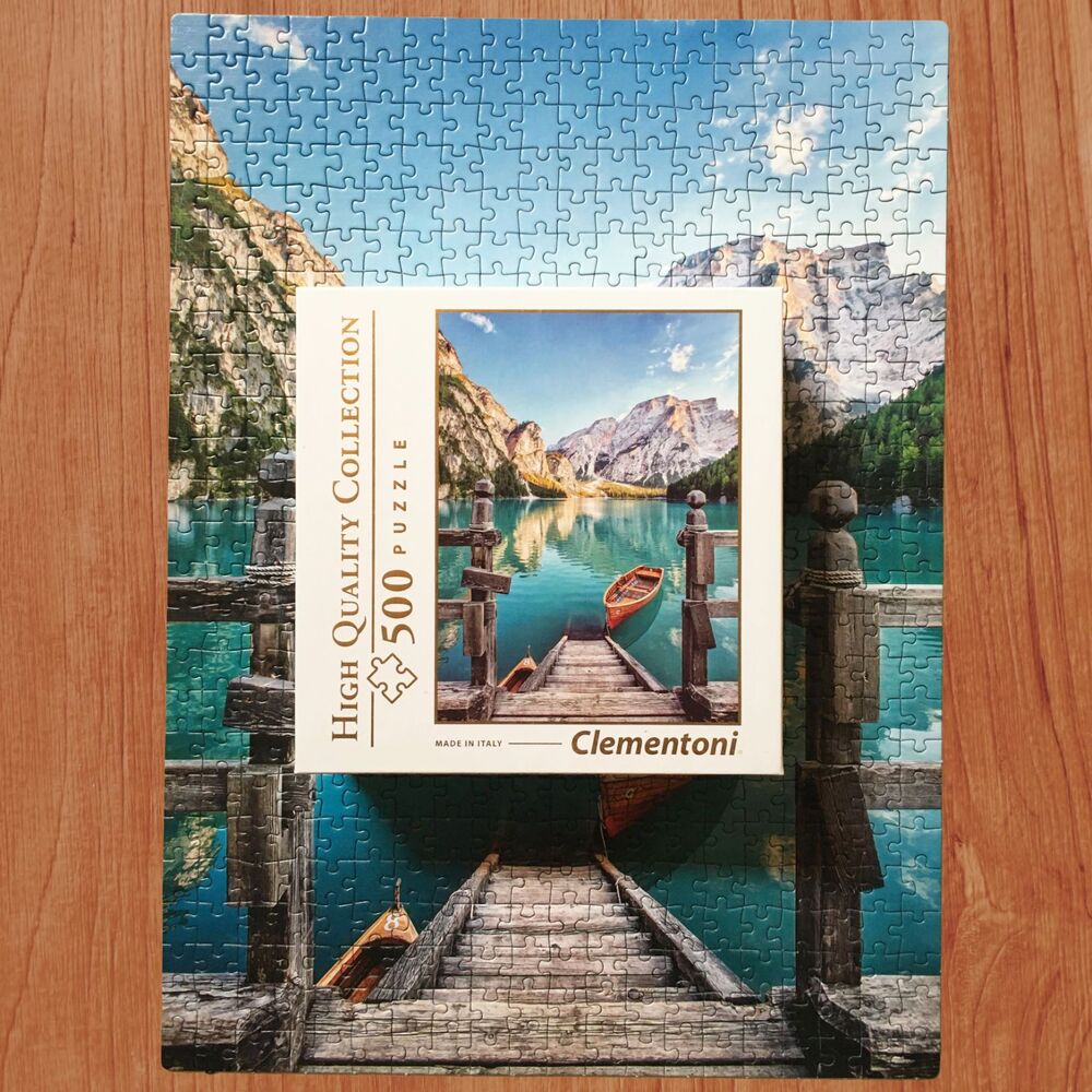 Clementoni Braies Lake 500 Piece Puzzle Italy Mountain Lake Boat Complete